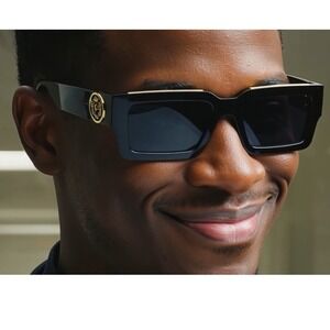 Lion Sunglasses Men's Square Dark Black Lens Cholo‎ Gangs Rap Rapper Shades Hip